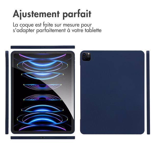 Accezz Coque Liquid Silicone avec porte-stylet Apple iPad Pro 12.9 (2022) / Pro 12.9 (2021) / Pro 12.9 (2020) - Bleu foncé
