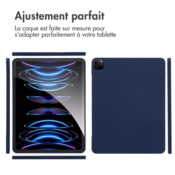 Accezz Coque Liquid Silicone avec porte-stylet iPad Pro 12.9 (2022) / Pro 12.9 (2021) / Pro 12.9 (2020) - Bleu foncé