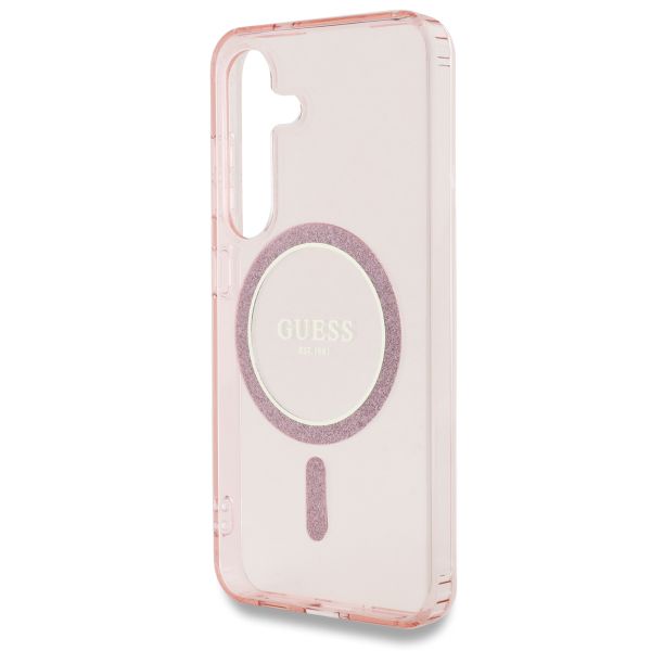 Guess Coque MagSafe IML Glitter Gradient Samsung Galaxy S25 - Rose