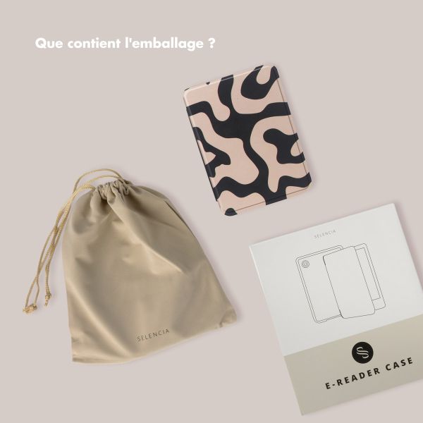 Selencia Étui de liseuse portefeuille Vivid Kobo Clara Colour / Clara BW - Art Wave Black