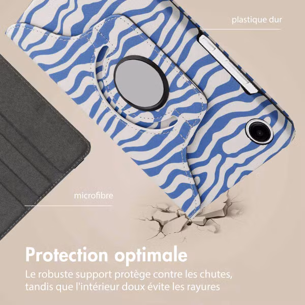imoshion Coque tablette Design rotatif à 360° Samsung Galaxy Tab A9 Plus - White Blue Stripes