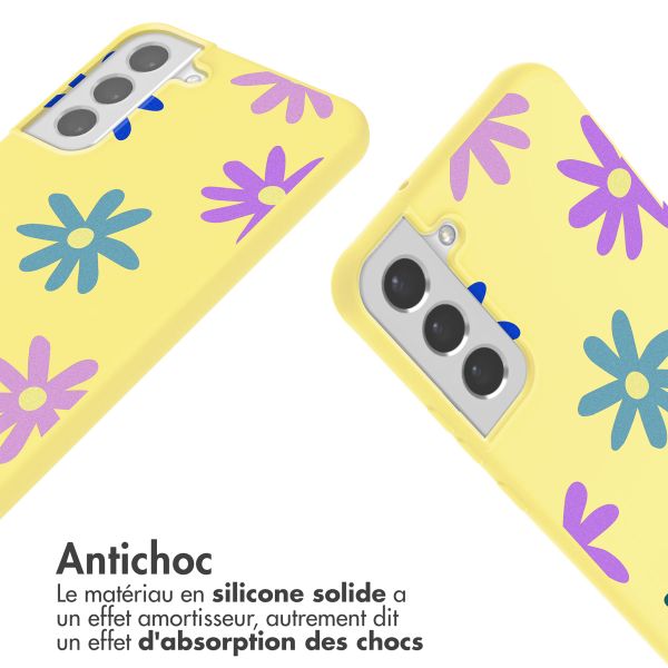 imoshion Coque design en silicone avec cordon Samsung Galaxy S22 - Yellow Flower Distance