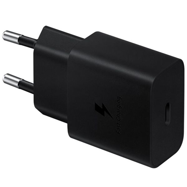 Samsung Adaptateur secteur original avec câble USB-C - Chargeur - Connexion USB-C et USB - Charge rapide - 15 Watt - 1 mètre - Noir