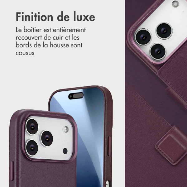 Accezz Étui de téléphone portefeuille en cuir 2-en-1 avec MagSafe Apple iPhone 17 Pro - Heath Purple