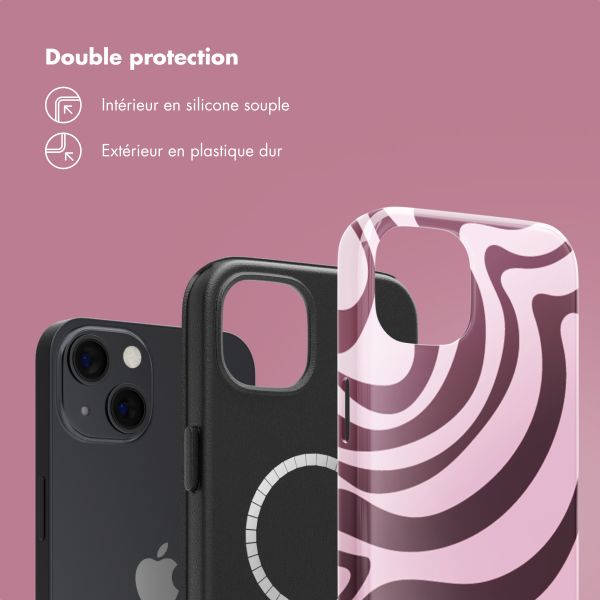 Selencia Coque arrière Vivid Tough avec MagSafe iPhone 13 - Wavy Swirl Pink Plum