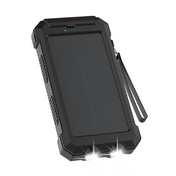 imoshion Solar Powerbank - Batterie externe avec panneau solaire - Charge rapide et fourniture d'énergie - 20.000 mAh - Noir
