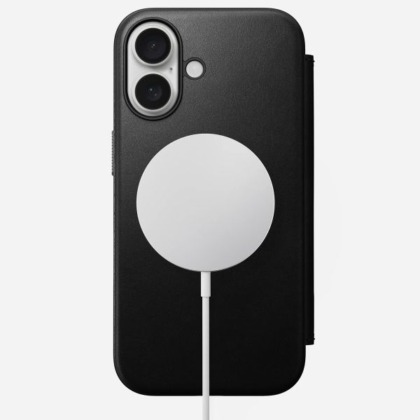Nomad Étui de télephone portefeuille Modern Leather Folio Apple iPhone 16 - Noir