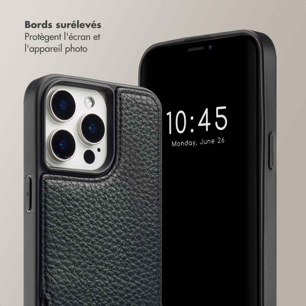 Selencia Coque arrière avec cordon et porte-cartes Nova iPhone 15 Pro Max - Noir