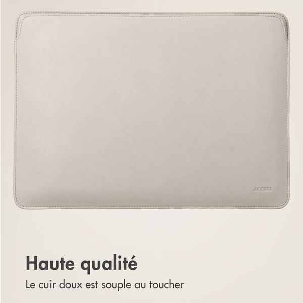 Accezz Leather Pochette ordinateur le Apple MacBook 16 pouces - Beige