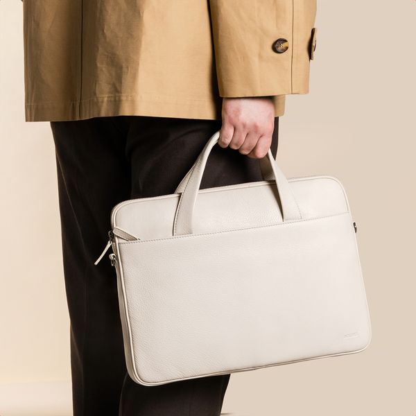 Accezz Leather Sac ordinateur 16 pouces - Beige
