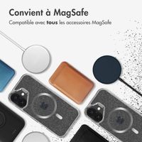 imoshion Coque arrière transparente Pailletée avec MagSafe Apple iPhone 16 - Argent