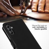 Selencia Étui portefeuille en cuir véritable Samsung Galaxy A14 (5G/4G) - Noir