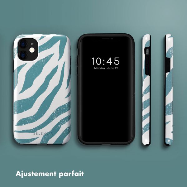 Selencia Coque arrière Vivid Apple iPhone 11 - Colorful Zebra Pine Blue