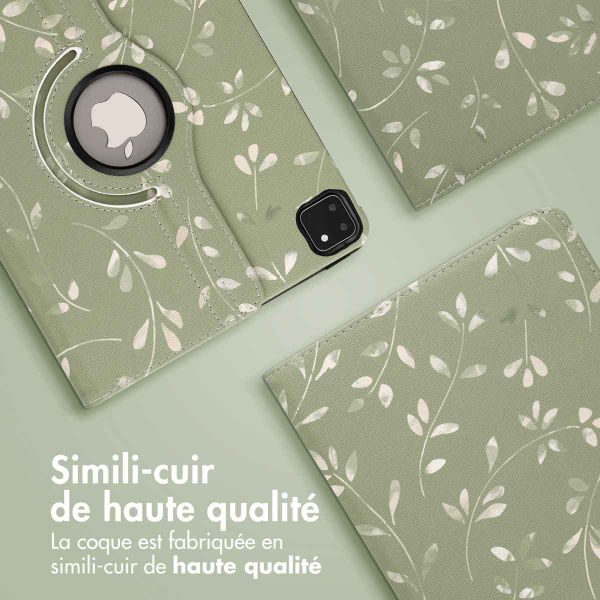 imoshion Coque tablette Design rotatif à 360° Apple iPad Pro 11 (2022 / 2021 / 2020 / 2018) - Green Flowers