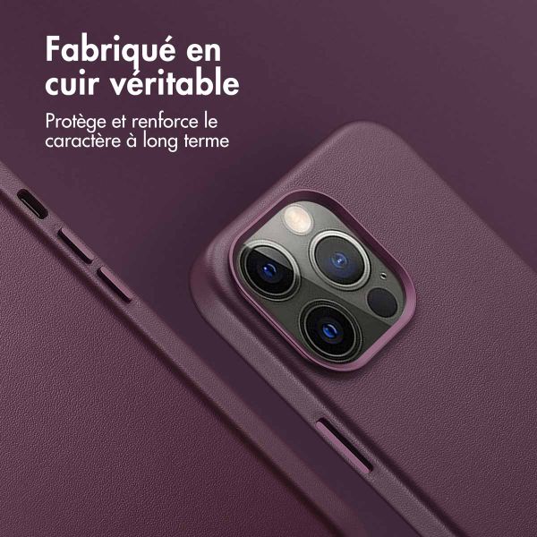 Accezz Coque arrière en cuir avec MagSafe Apple iPhone 13 Pro - Heath Purple