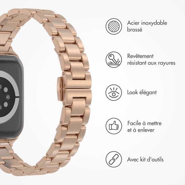 Selencia Bracelet à maillons fin en acier Apple Watch Series 1 á 9 / SE (38/40/41 mm) | Series 10 (42 mm) - Or rose