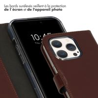 Selencia Étui portefeuille en cuir véritable Apple iPhone 15 Pro - Marron