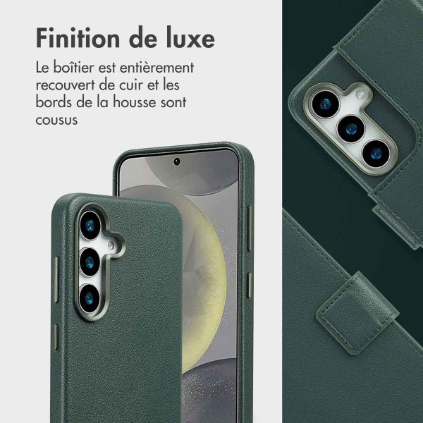 Accezz Étui de téléphone portefeuille en cuir 2-en-1 avec MagSafe Samsung Galaxy S25 - Cedar Green