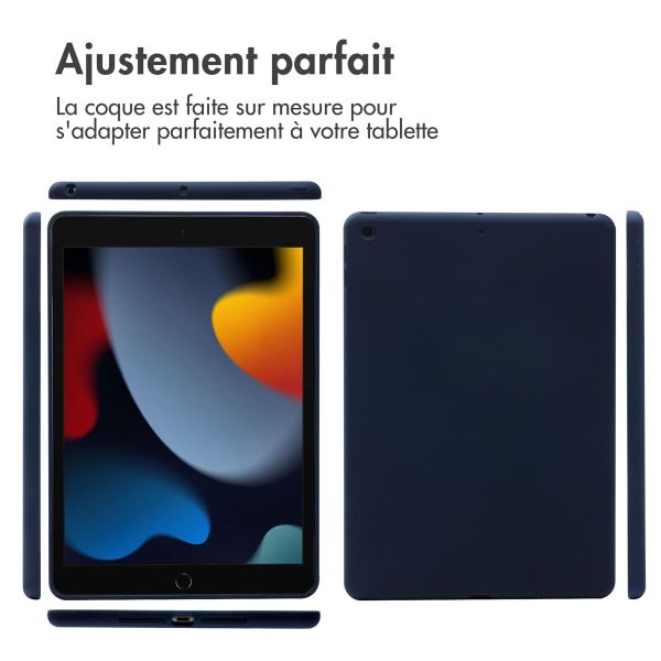 Accezz Coque Liquid Silicone Apple iPad 9 (2021) 10.2 pouces / iPad 8 (2020) 10.2 pouces / iPad 7 (2019) 10.2 pouces - Bleu foncé