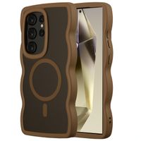 Selencia Coque arrière Wavy avec MagSafe Samsung Galaxy S24 Ultra - Mocha Brown