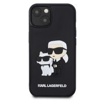 Karl Lagerfeld Coque rigide en caoutchouc 3D Karl & Choupette iPhone 15 - Noir