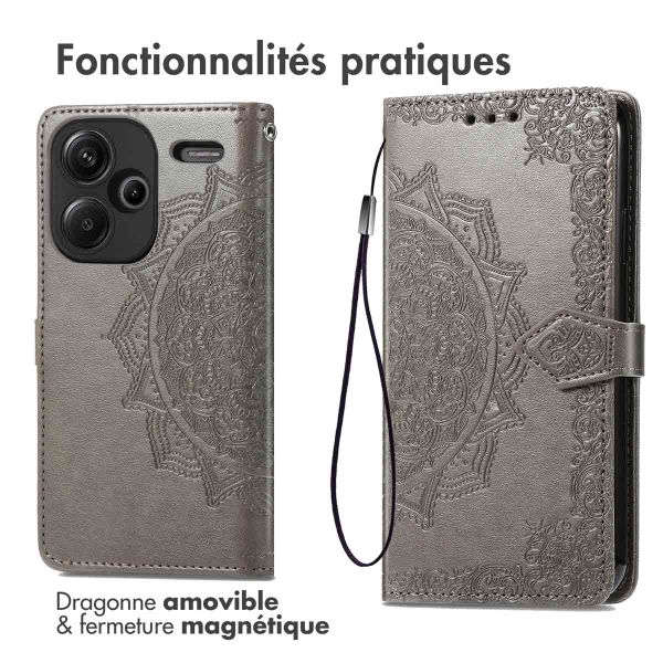 imoshion Etui de téléphone portefeuille Mandala Xiaomi Redmi Note 13 Pro Plus (5G)  - Gris