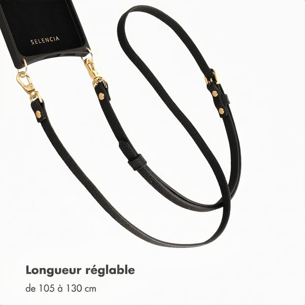 Selencia Cordon de téléphone crossbody Selencia en véritable cuir - Noir