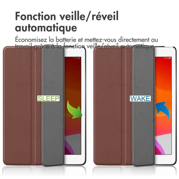 imoshion Coque tablette Trifold iPad 9 (2021) 10.2 pouces / iPad 8 (2020) 10.2 pouces / iPad 7 (2019) 10.2 pouces - Brun