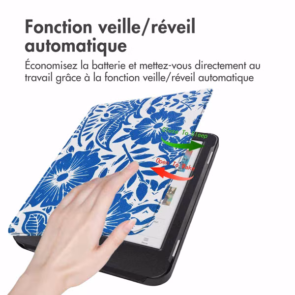 imoshion Design Slim Hard Case Sleepcover Kobo Clara Colour / BW - Flower Tile