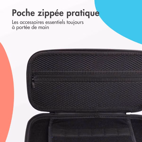 imoshion Etui Nintendo Switch 2 avec poche zippée - Etui Nintendo Switch 2 / Switch (OLED) avec poignée - Noir