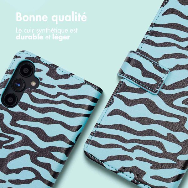 imoshion Étui de télephone portefeuille Design Samsung Galaxy A34 (5G) - Black Blue Stripes