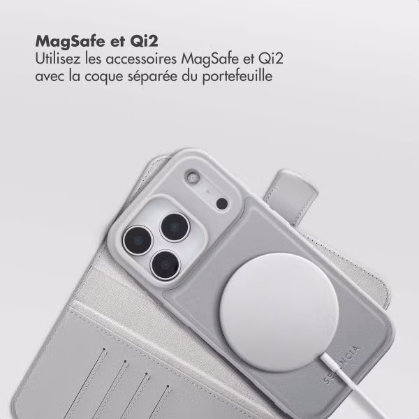 Selencia Étui portefeuille amovible Olyn avec MagSafe Apple iPhone 17 Pro - Gris