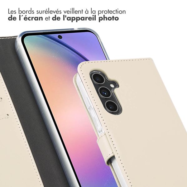 Selencia Étui de téléphone portefeuille en cuir véritable Samsung Galaxy A54 - Greige