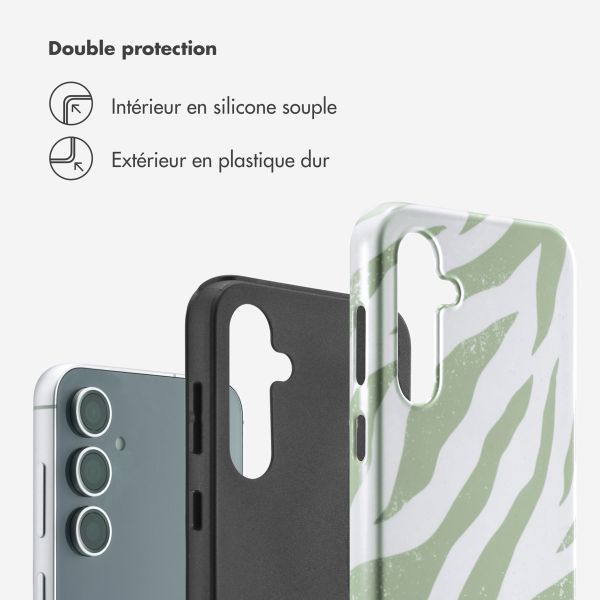 Selencia Coque arrière Vivid Samsung Galaxy S23 FE - Colorful Zebra Sage Green