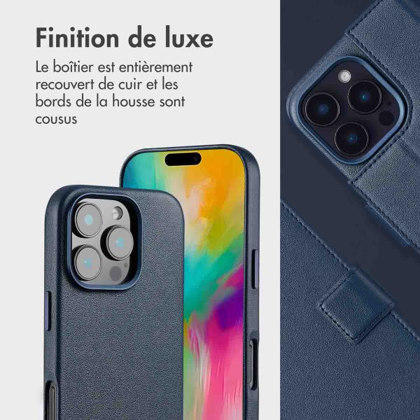 Accezz Étui de téléphone portefeuille en cuir 2-en-1 avec MagSafe Apple iPhone 16 Pro - Nightfall Blue