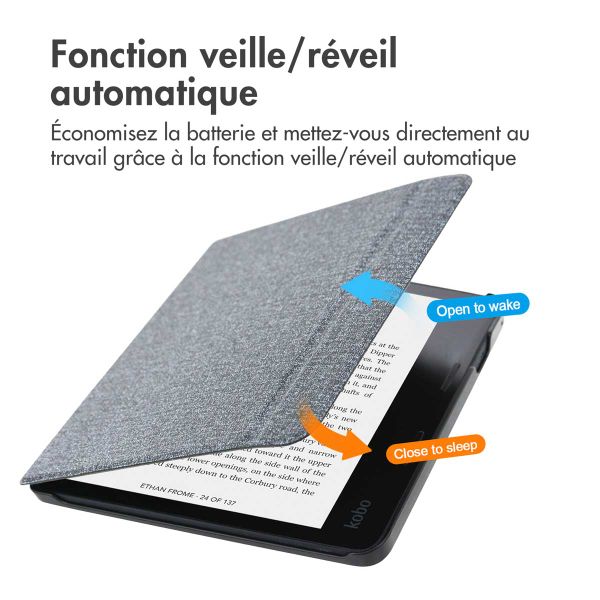 imoshion Étui de liseuse portefeuille Canvas Sleepcover avec support Kobo Sage / Tolino Epos 3 - Glitter Noir