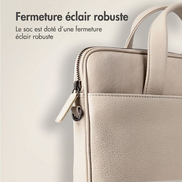 Accezz Leather Sac ordinateur 16 pouces - Beige