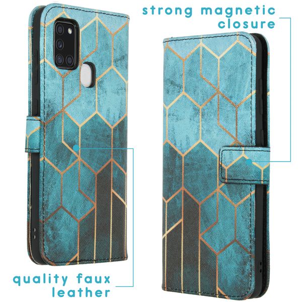 imoshion Coque silicone design Galaxy A21s - Green Honeycomb