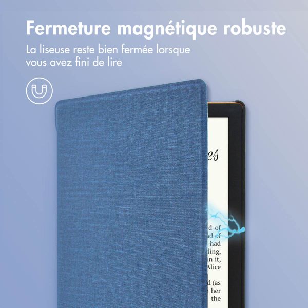 imoshion Étui de liseuse portefeuille Canvas Pocketbook Touch Lux 5 / HD 3 / Basic Lux 4 / Vivlio Lux 5 - Bleu foncé