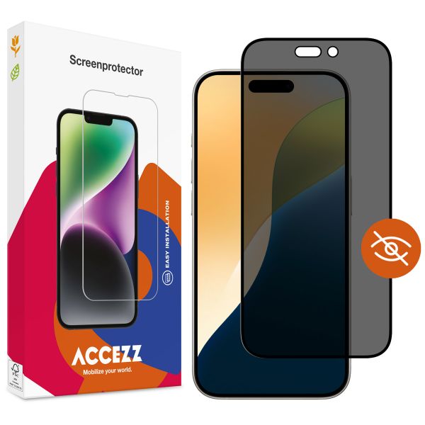 Accezz Protection d'écran en verre trempé Privacy Apple iPhone 17 / 17 Pro / 16 Pro
