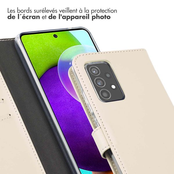 Selencia Étui portefeuille en cuir véritable Samsung Galaxy A52(s) (5G/4G) - Greige