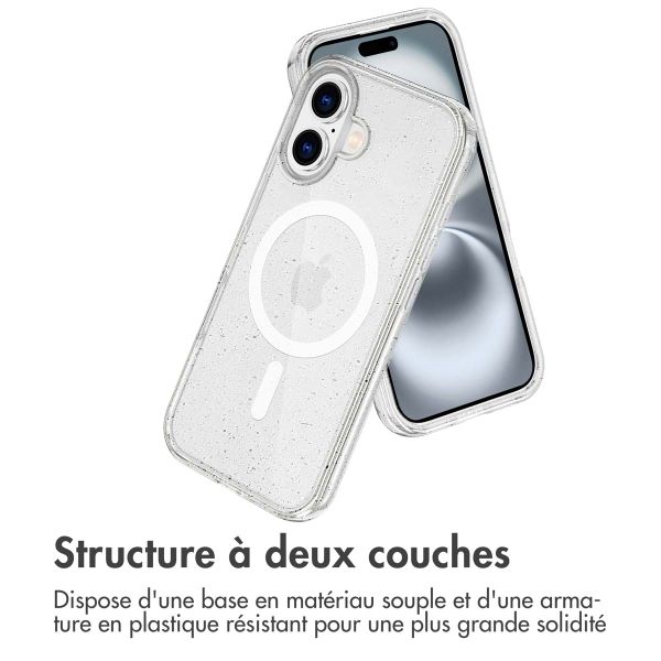 imoshion Coque Pailletée avec MagSafe Apple iPhone 16 - Paillettes Transparent