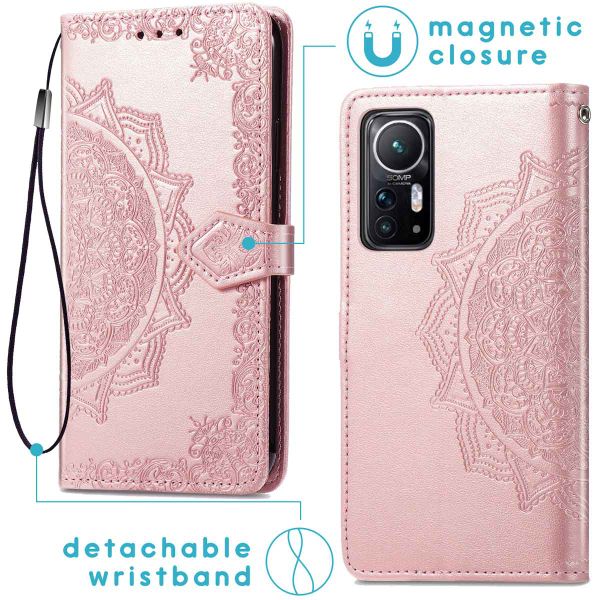 imoshion Etui de téléphone portefeuille Mandala Xiaomi 12 / 12X - Rose Dorée