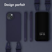 Selencia Coque silicone avec cordon amovible Apple iPhone 15 - Bleu foncé