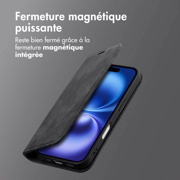 imoshion Étui de téléphone portefeuille Slim Apple iPhone 16 - Noir
