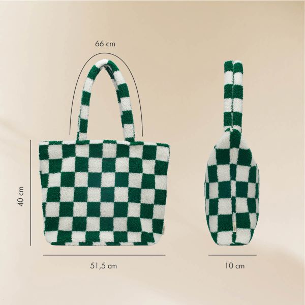 Selencia Sac Fourre-tout Zaya - Teddy Sac Ordinateur 16 pouces - Vert à carreaux