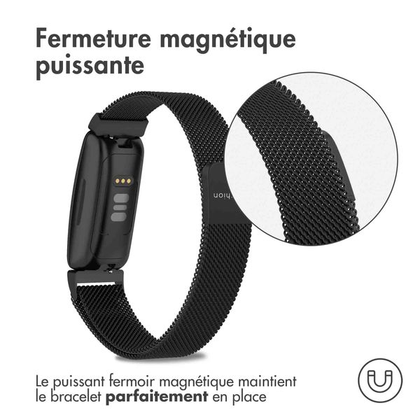 imoshion Bracelet magnétique milanais Fitbit Inspire - Taille M - Noir