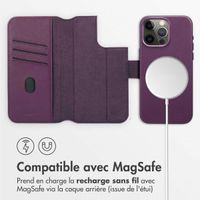 Accezz Étui de téléphone portefeuille en cuir 2-en-1 avec MagSafe Apple iPhone 15 Pro Max - Heath Purple