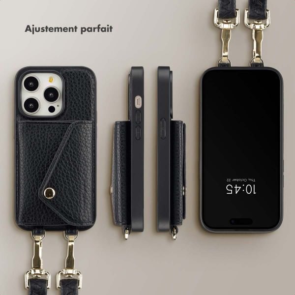 Selencia Coque à cordon avec porte-cartes enveloppe Sera iPhone 14 Pro - Noir