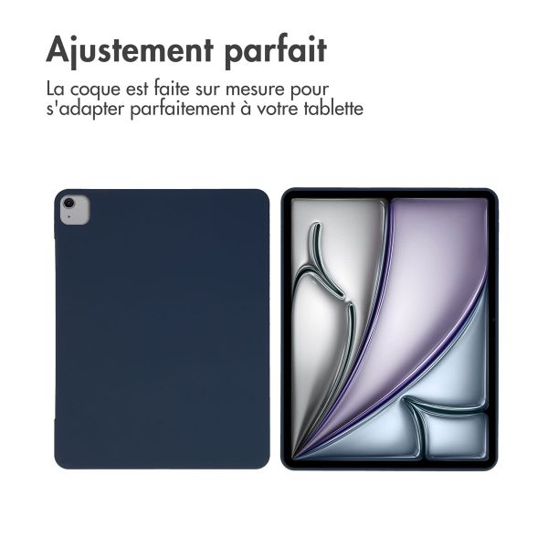 Accezz Coque Liquid Silicone avec porte-stylet Apple iPad Air 13 pouces (2025) M3 / (2024) M2 - Bleu foncé